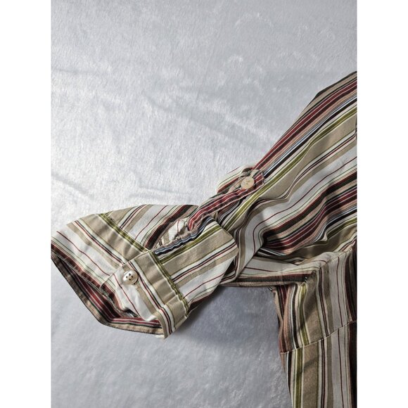 She's Cool 3/4 Roll Tab Sleeve Button Down Shirt Brown multicolor-SZ 2X - Picture 4 of 8